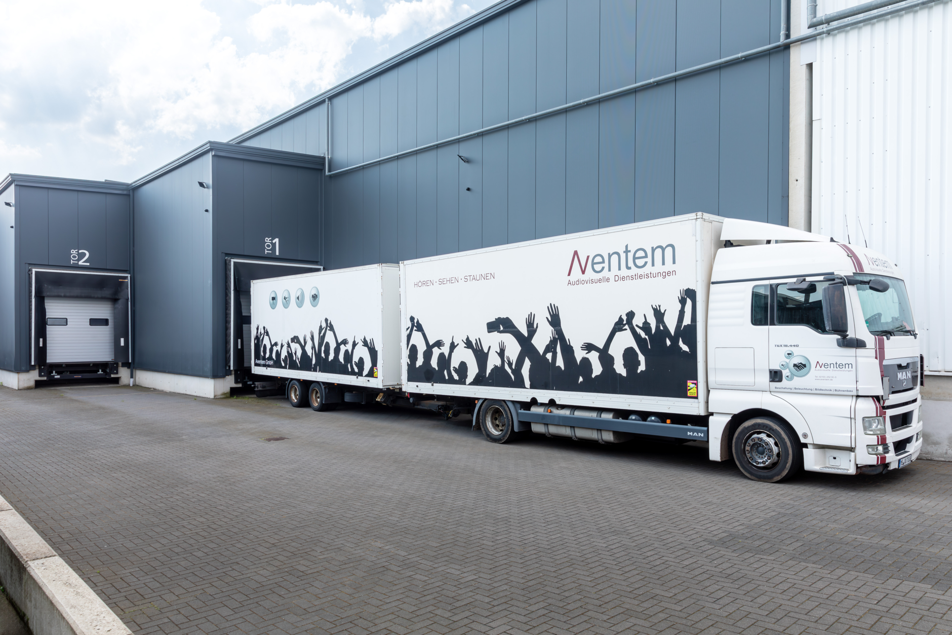 Trucks at the storage and production area
